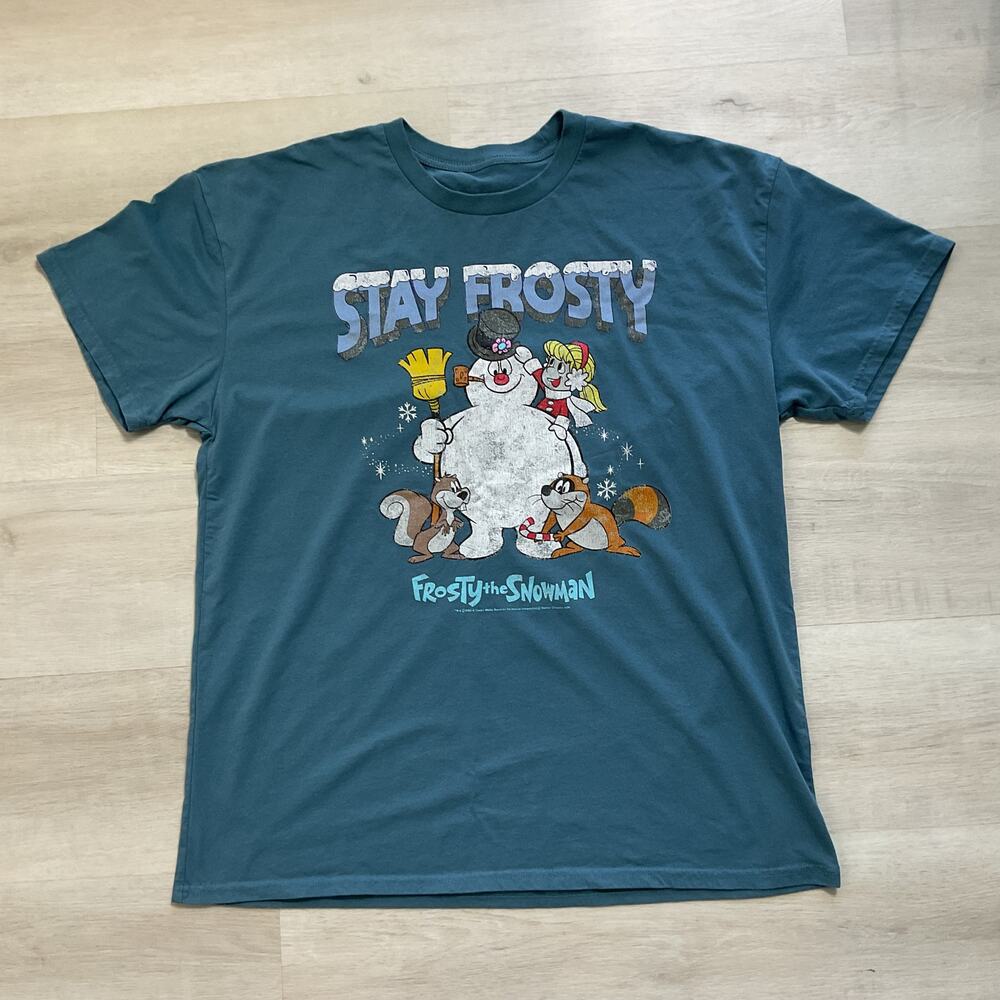 Frosty The Snowman Christmas Holiday Tee Pure Cotton Mens Large